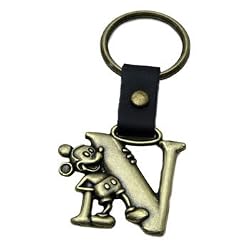 Mickey Mouse Letter N Brass Key Chain