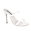 4 Inch Sexy High Heeled Shoe Women's Slip on Shoe Mule Slide White