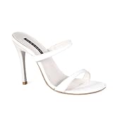 FRESH 4 Inch Sexy High Heeled Shoe Women's Slip on Shoe Mule Slide White Pleaser