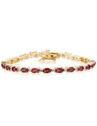 14k Yellow Gold Diamond and Garnet Bracelet