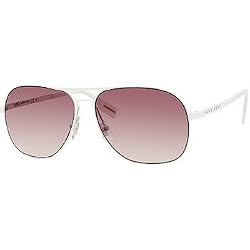 Hugo Boss 0293/S Men's Aviator T-Bar Full Rim Lifestyle Sunglasses - Semi Matte White/Brown Mirror