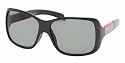 Prada Sport PS08HS 1AB5Z1 Sunglasses Black+Black Rubber Frame With Polar Gray Lens Size 59-14-135