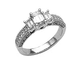 1.00 cts Emerald Cut Diamonds Engagement Ring - Platinum, 14kt White or Yellow Gold