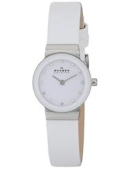 Skagen Womens 358XSSLWW White Label Analog Display Analog Quartz White Watch