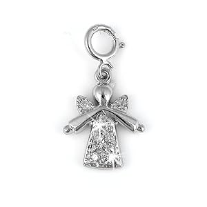 Buy 14K White Gold and Diamond Angel Charm by Netaya