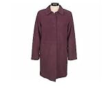 Centigrade Washable Suede Button Front 3/4 Length Coat Wine X-small 4