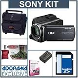 Sony HDR-XR150 120GB Hard Disk Handycam Camcorder - with 8GB SD Memory Card, Camcorder Case, Spare Sony NP-FV50 Rechargeable Battery Pack, Micro-Fiber Cleaning Cloth, Sony Movie Studio HD Software