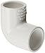 Spears 406 Series PVC Pipe Fitting, 90 Degree Elbow, Schedule 40, White, 1-1/2