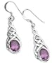 Sterling Silver Celtic Knot Amethyst Drop Hook Earrings