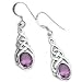 Sterling Silver Celtic Knot Amethyst Drop Hook Earrings