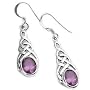 Sterling Silver Celtic Knot Amethyst Drop Hook Earrings