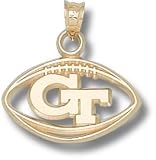 Georgia Tech Yellow Jackets Pierced GT Football Pendant - 14KT Gold Jewelry