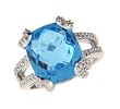 14k White Gold Diamond Blue Topaz Ring