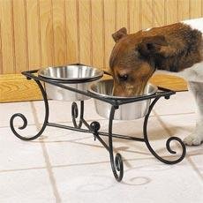 Pet Studio Dog Feeding Station Wrought Iron Raised 1 Pint Diner
