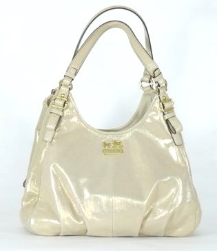 Coach Madison Metallic Leather Maggie Hobo Handbag 19700 Gold