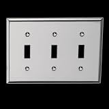 Switchplates Chrome Plated Steel, Beveled Triple Toggle Switch Plate