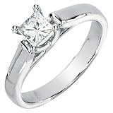14K White Gold Princess Cut Solitaire Created Moissanite Engagement Ring