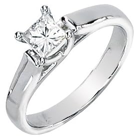 14K White Gold Princess Cut Solitaire Created Moissanite Engagement Ring by 