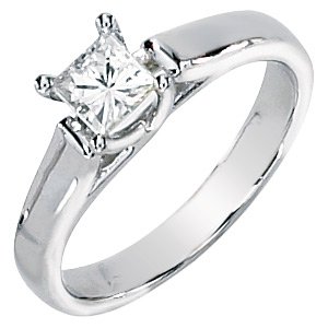Childrens Toyshop  Jewelry : Gorgeous! Women's Princess-cut 14k White-gold 04.50MM (1/2 CT) Moissanite Solitaire Engagement Ring