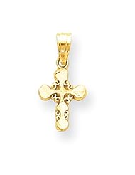 10k Yellow Gold Polished Cross Charm - Religious Jewelry