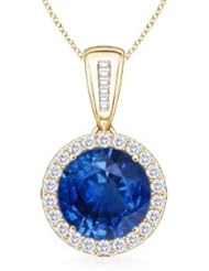 Round Sapphire and Diamond Pendant