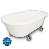 American Bath Factory B1-3700-BB-DM7-M2-35-SN-C1-CD Madeline Double Ended Clawfoot Bathtub in Bisque