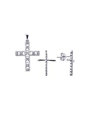 Nickel Free Sterling Silver Pendant & Earring Sets Cross CZ Set