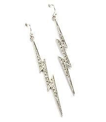 Rockabilly Lightning Bolt Punk Rock Earrings - Silver Tone