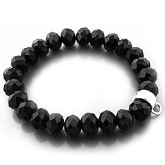 Armband f�r Charms aus schwarzen Glassteinen