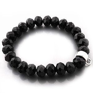 Produkt-Bild: Armband f&uuml;r Charms aus schwarzen Glassteinen