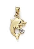 14k Dolphin Heart Pendant