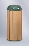 Howard Regent 50 22 gallon Perma-Wood Slat Round Top Empire Green with Cedar Waste Receptacle R25T-50RB