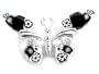 Sterling Silver Black BUTTERFLY Millefiori Pin Brooch