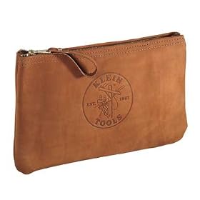 New Brown Leather Klein Tools Zipper Bag by Klein