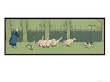 Goose Girl Wearing Clogs and Six Geese Led by a Dog in an Autumn Landscape Art Giclee Poster Print by Cecil Aldin, 24x18