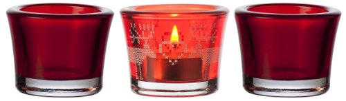 Leonardo 17765 Tischlicht Folklore 3-er Set 6 cm, wei&szlig; / rot Preisvergleich