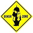 BIKER ZONE sign * street motorcycle gang