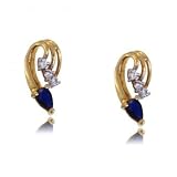 14K Yellow Gold Fancy Earrings w Sapphire & Diamonds