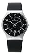 Skagen #233XXLSLB Men's Black Leather Strap Slim Dress Watch