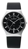 Skagen #233XXLSLB Men's Black Leather Strap Slim Dress Watch