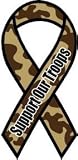 Camouflage Brown Camo Support Our Troops 8" Ribbon Car Magnet
