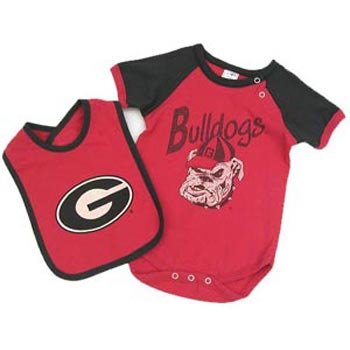 Georgia Bulldogs Infant Bolt Onesie w/Bib - Toddler (9-12 Months)