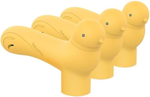 Babybbz 3 Pcs Baby Cartoon Bird Security Protective Silicone Door Knob Covers Childproof Soft Orange
