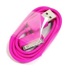 COSMOS Â® Hot pink Color 3 feet USB Charge and Sync Data Cable for iPod touch itouch / Nano / iPhone 4 4s 3 3Gs / iPad, FITS IPHONE 4 BUMPER AND ALL OTHER CASES + Free Cosmos Cable Tie
