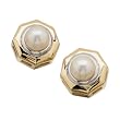 Two Tone Cultured White Pearl Earrings