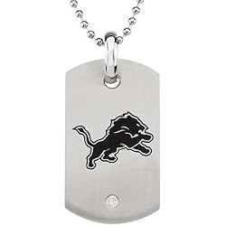 Stainless Steel Detroit Lions Logo Dog Tag Necklace