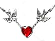 Tattoo-Style "Swallow Heart" Necklace