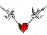 Tattoo-Style "Swallow Heart" Necklace
