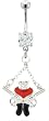 TWO GUNS IN THE MIDDLE OF A SACRED HEART BELLY RING