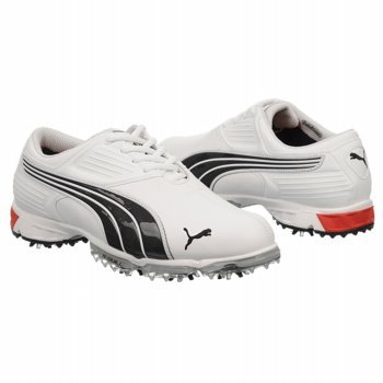 PUMA Men's Spark Sport Golf Shoe,White/Black/Fiery Red,10.5 M US
